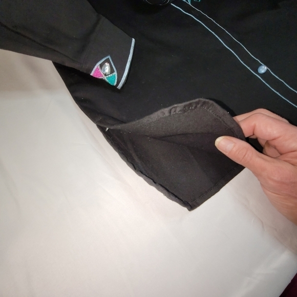 Bob Mackie Wearable Art Black Button-down Embroidered Shirt Size M - Picture 12 of 16